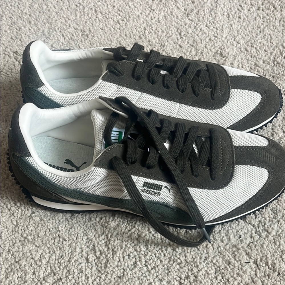 Puma speeder mesh green and off white casual sneaker